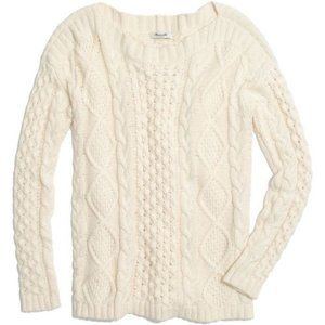 Madewell Angora Cable Knit Cotton Blend Sweater Small
